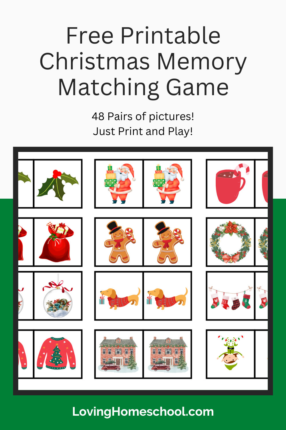 free printable christmas memory matching game - lovinghomeschool